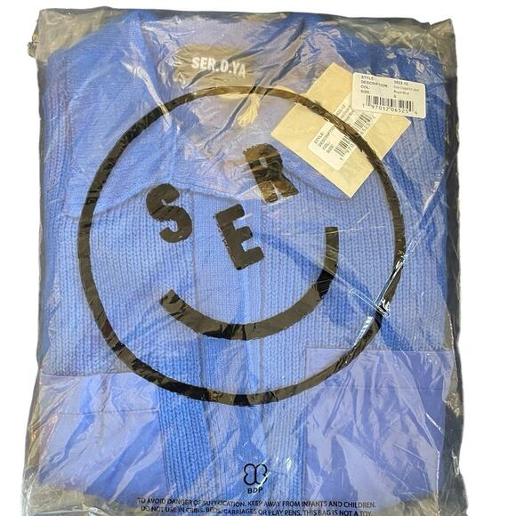 Ser.O.Ya Evelyn Cropped Knit Jacket Royal Blue Size Small NWT - Picture 6 of 9